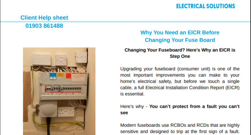 Why You Need an EICR Before Changing Your Fuse Board - Advice form Tide Electrical Solutions, Sussex