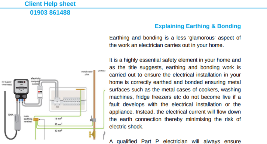 Explaining Earthing & Bonding - A Helpsheet from Tide Electrical Solutions LTD, Sussex